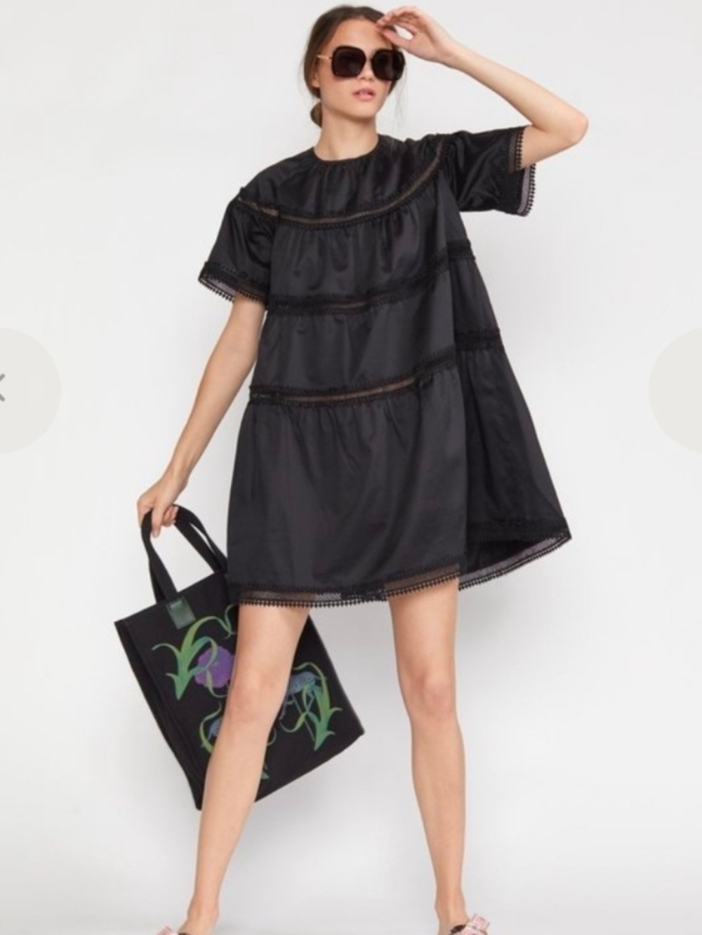 Cynthia Rowley Black Tiered Mini Dress